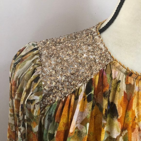 NWOT Bl^nk Blank London Anthropologie sequin embellished blouse XXSP XXS petite - Picture 13 of 15
